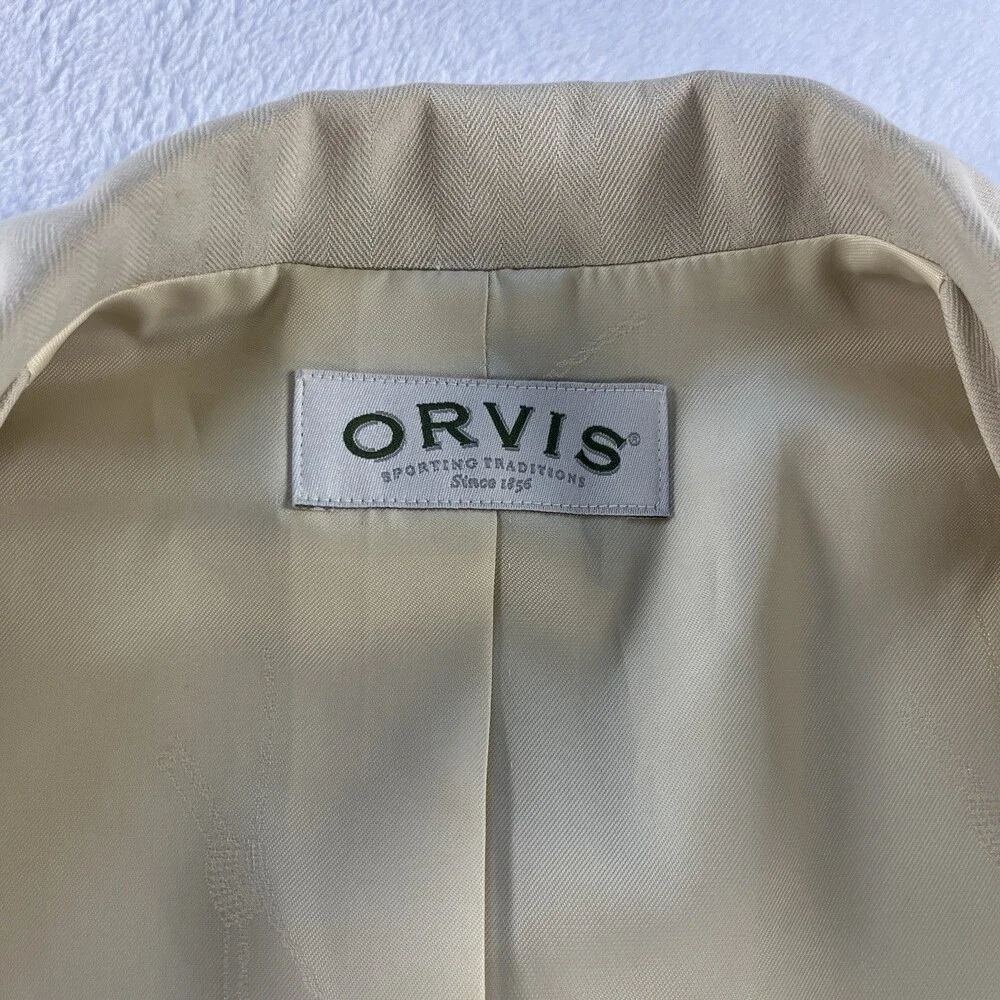 Vintage Orvis Silk Blazer 6 Womens Beige Open Front Coat USA Made